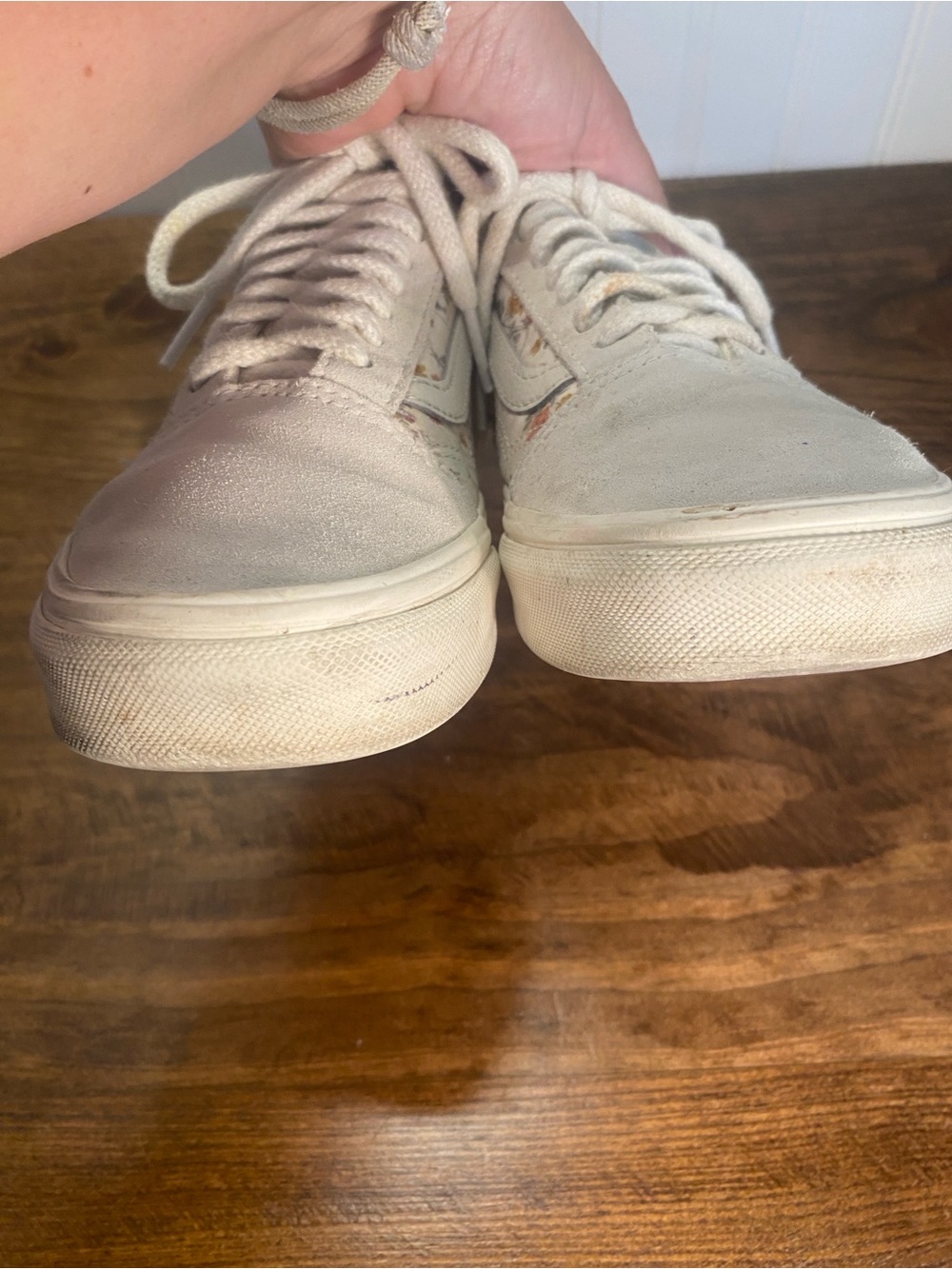 Vans - Classic Low-Top Floral Canvas, Light Grey Suede Sneakers - Womens size 8 - Picture 11 of 16